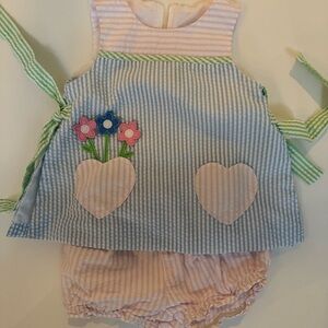 Florence Eiseman Blue and Pink Striped Set